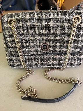 RARE kate spade black & White NATALIA Tweed Chain Crossbody Bag! $339+ bag!